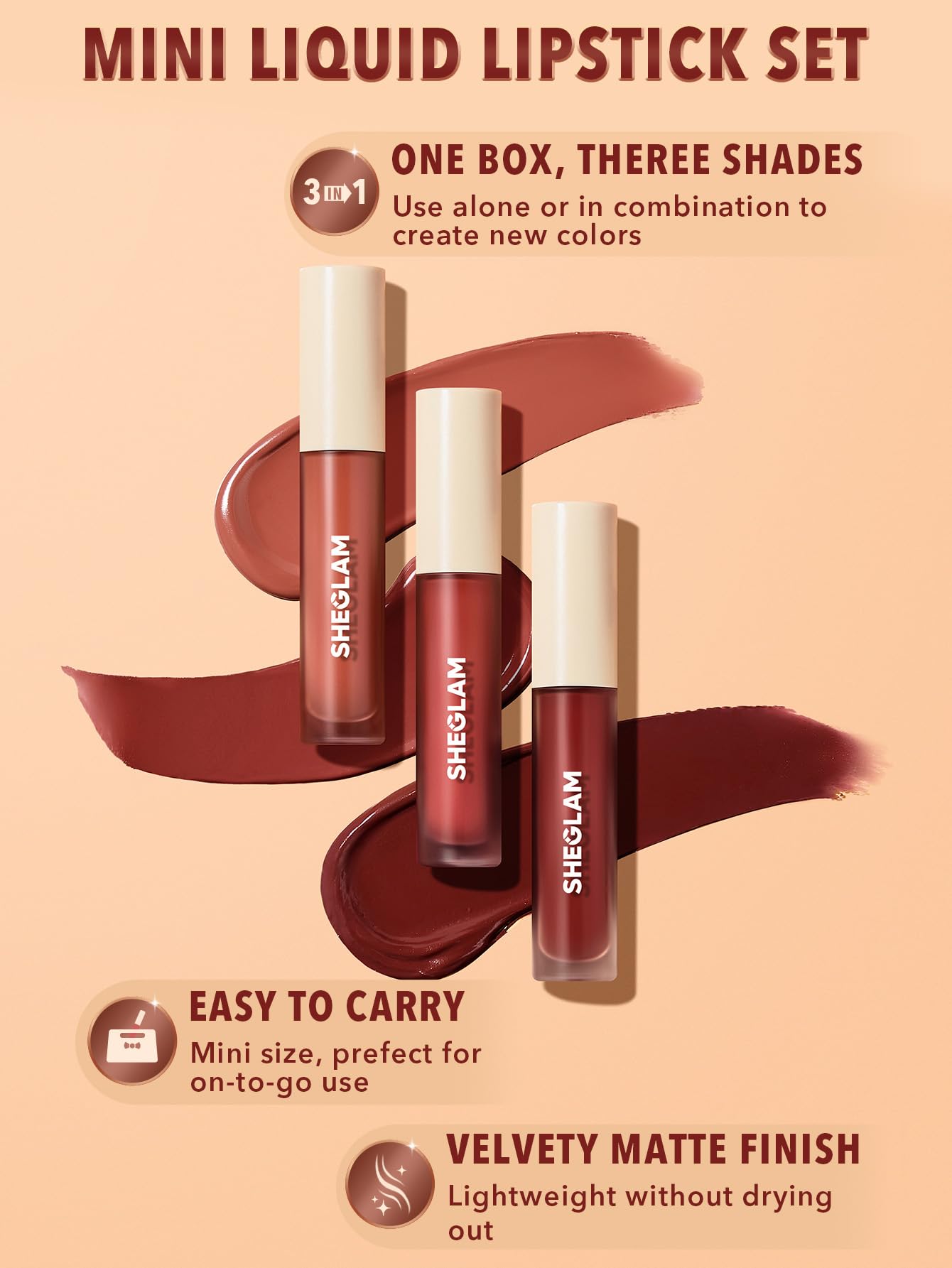 SHEGLAM close-up texture swatch highlighting velvety matte finish and smooth payoff