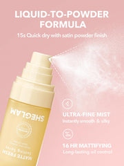 SHEGLAM liquid-to-powder texture on hand showing smooth finish and blur effect