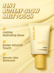 SHEGLAM swatch on skin showing luminous finish and lightweight coverage benefit
