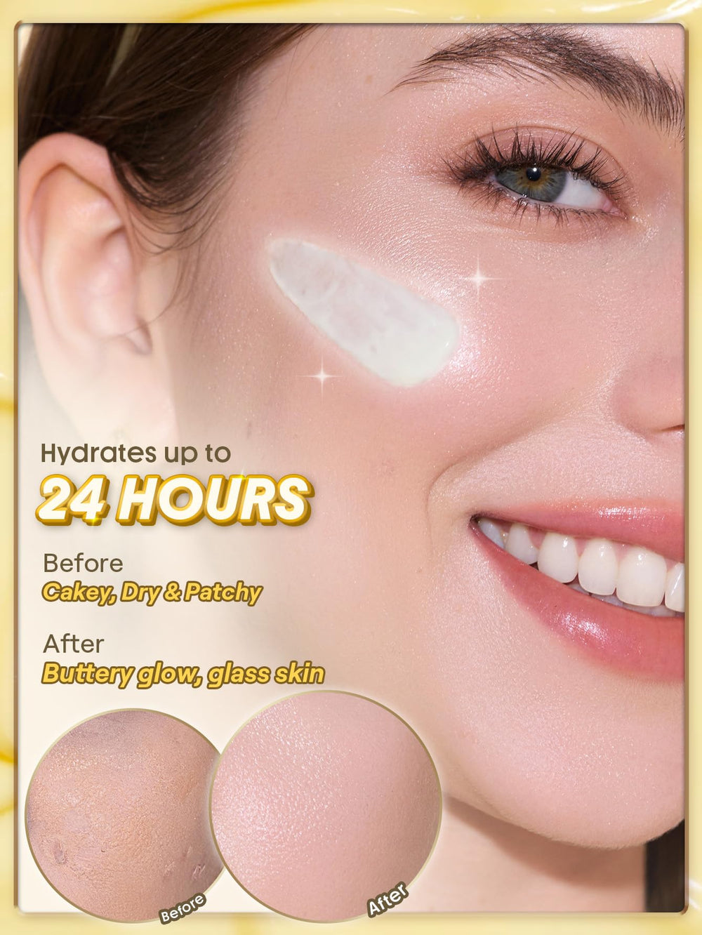 SHEGLAM primer blended under foundation illustrating improved makeup wear benefit