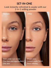SHEGLAM applying under-eye powder demonstrating soft blur and crease reduction