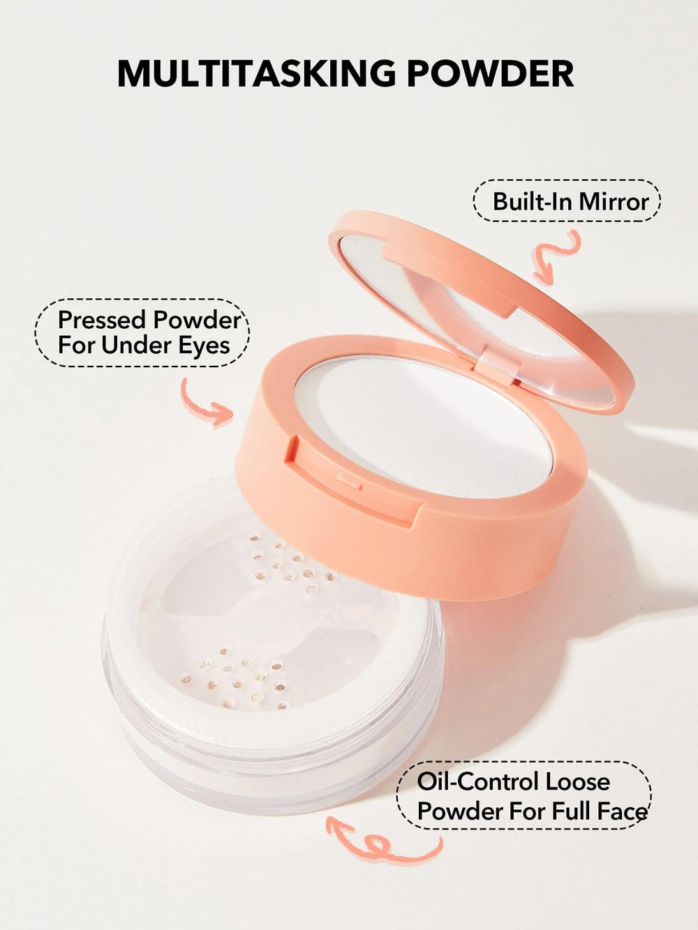 SHEGLAM close-up of upper compartment fine powder for gentle under-eye setting benefit
