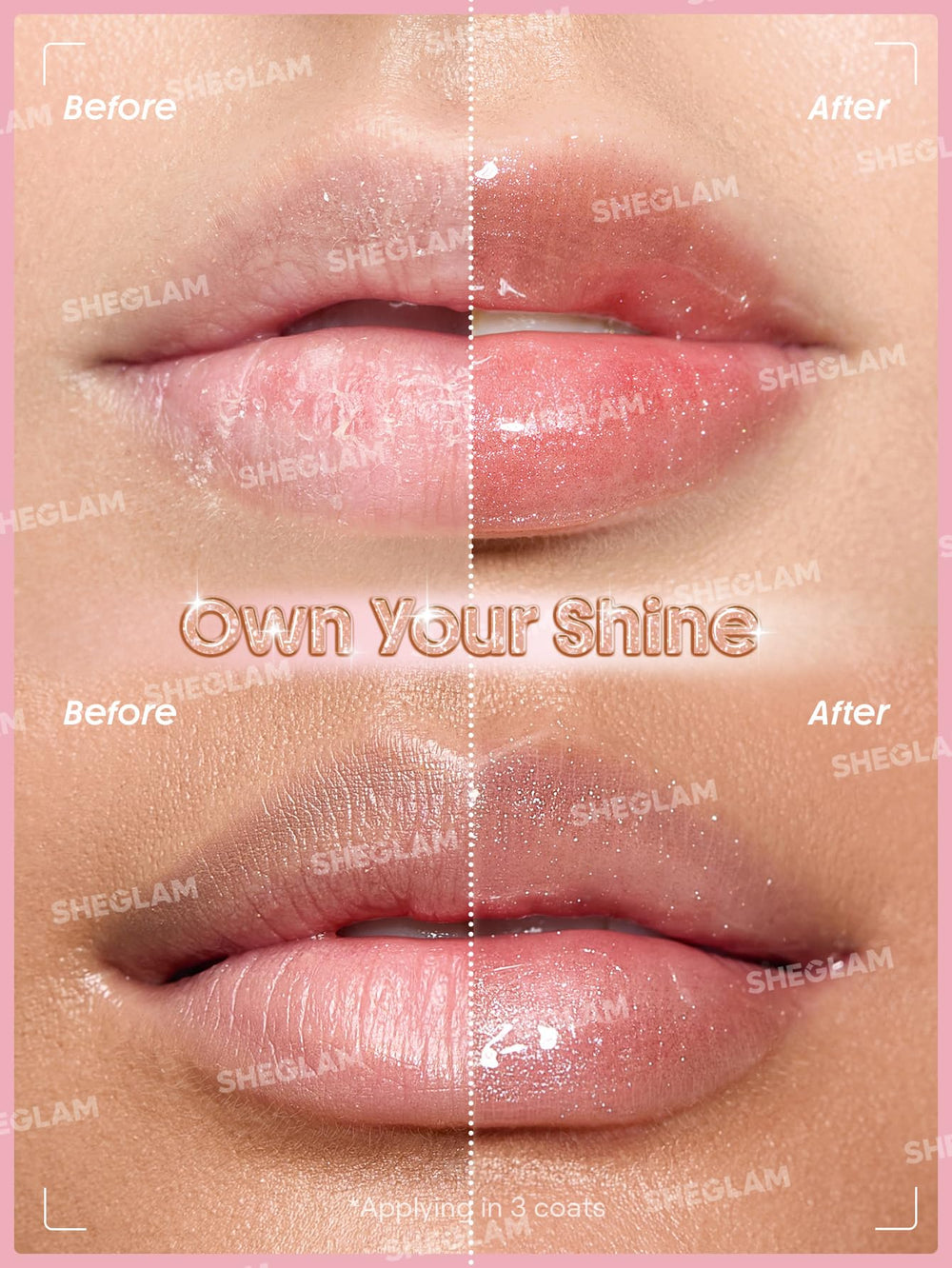 Model wearing SHEGLAM gloss showcasing fuller-looking lips and shine