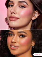 SHEGLAM On Point liquid blush dropper texture close-up, demonstrates smooth blendability benefit