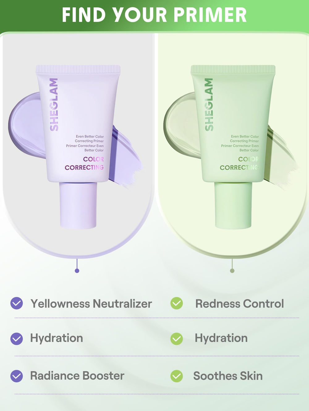SHEGLAM packaging label and ingredients list highlighting active skincare