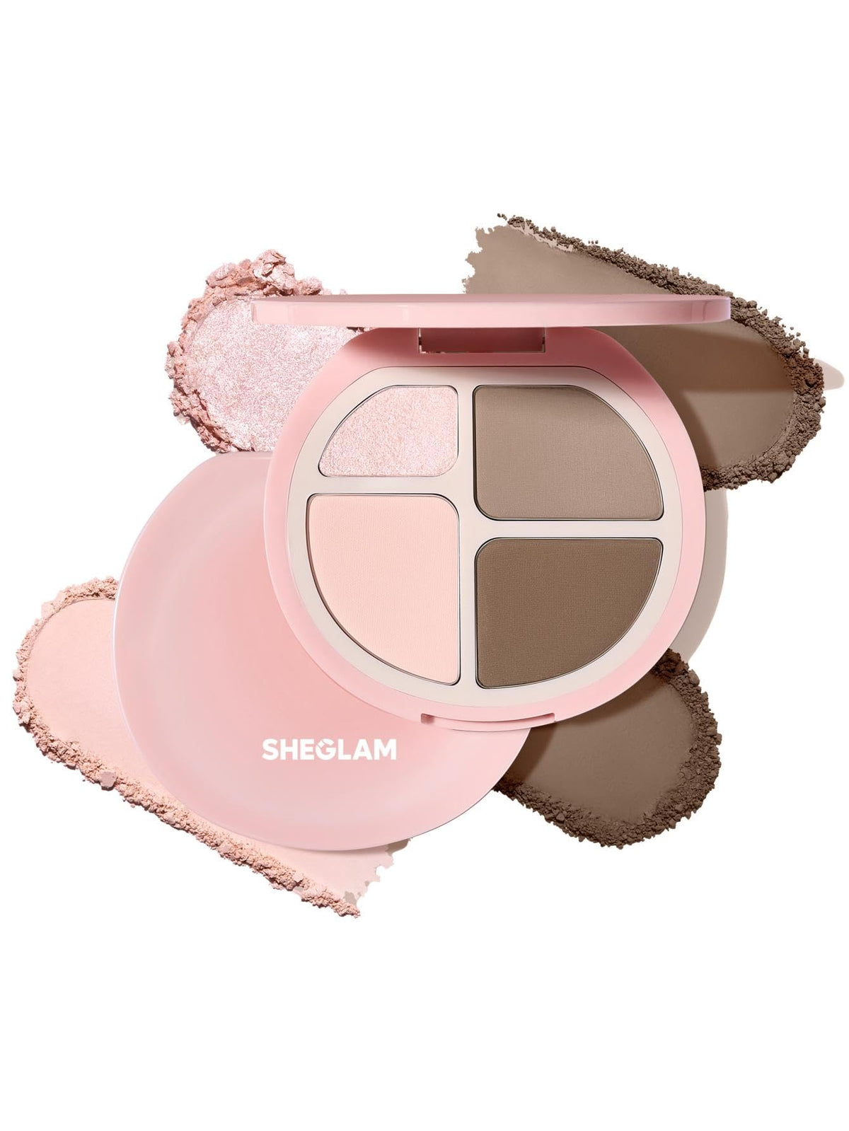 SHEGLAM palette front view showing compact design and cool shades benefit travel-ready convenience