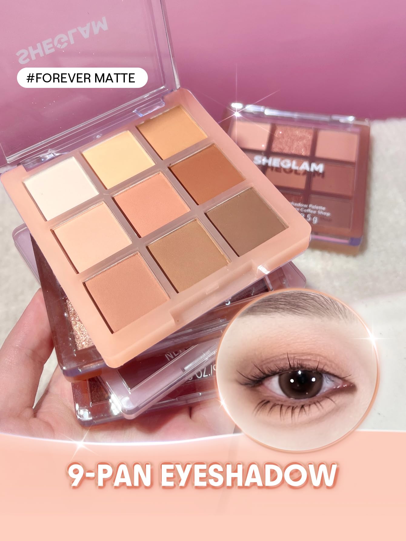 SHEGLAM palette in use on eye showcasing wearable everyday-to-night effect