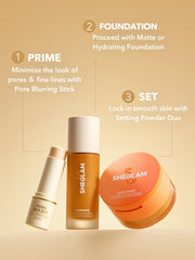 SHEGLAM primer texture close-up showing smooth matte finish for blurred pores