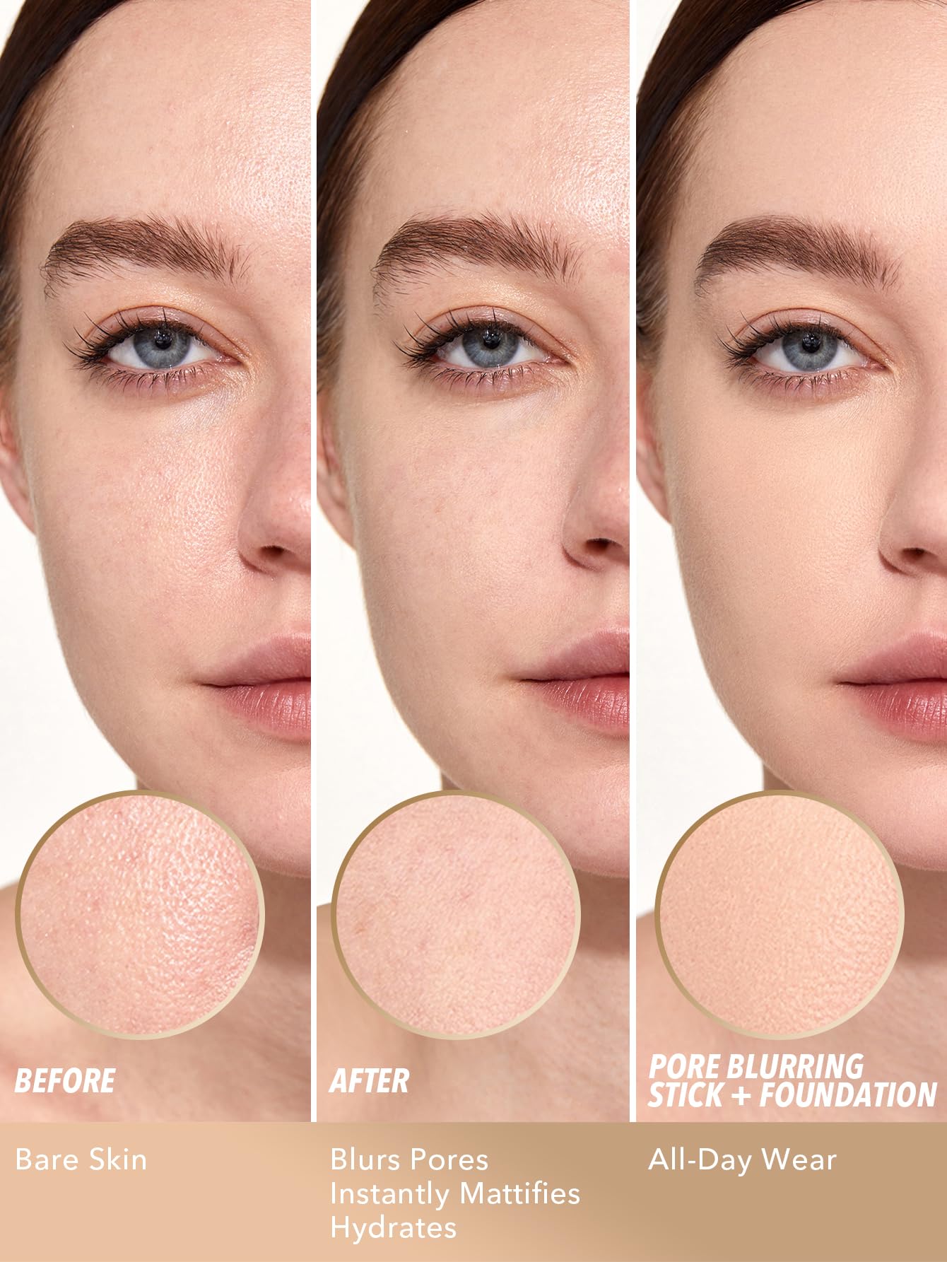 SHEGLAM primer next to foundation and sponges showing improved base adherence