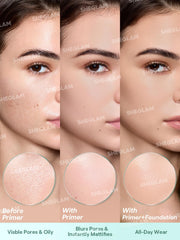 SHEGLAM primer in a makeup bag lifestyle shot conveying long-lasting daily convenience