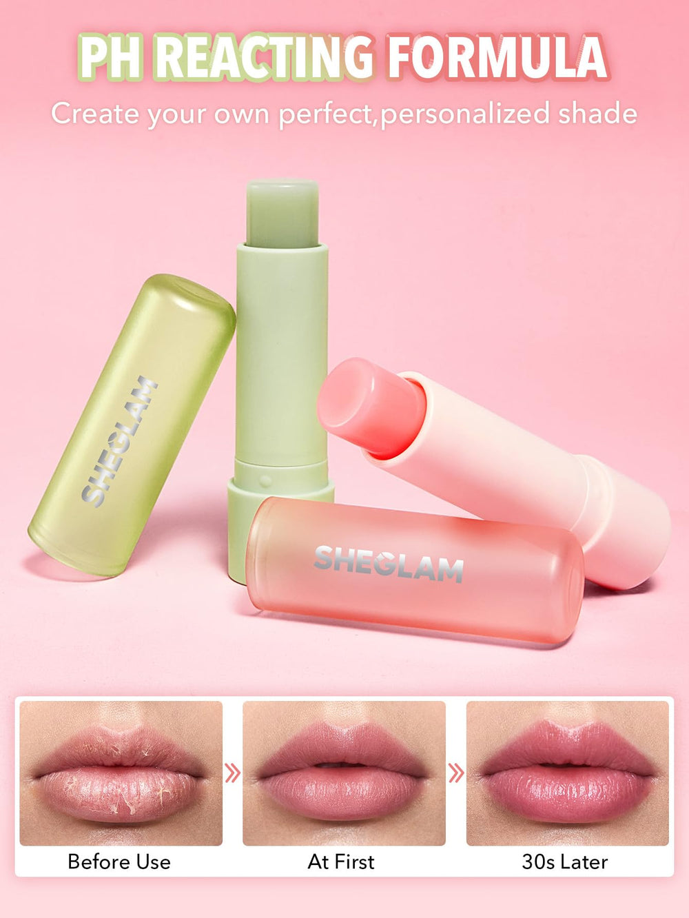 SHEGLAM Pout PHresh Avocado texture swipe on skin showing creamy finish benefit: smooth hydration