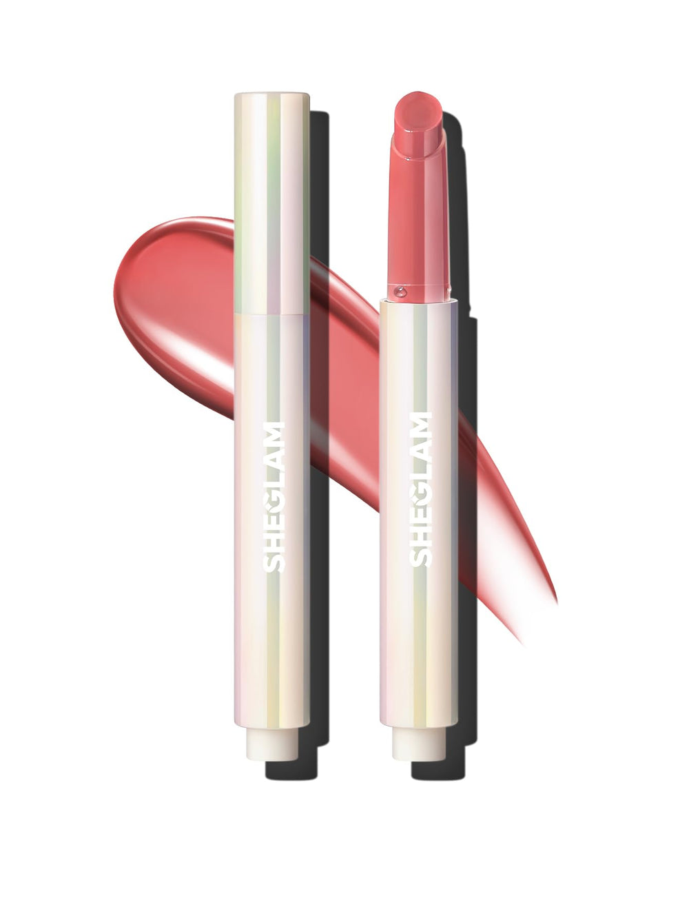 SHEGLAM front view of PoutPerfect stick showing Pink Flamingo shine benefit