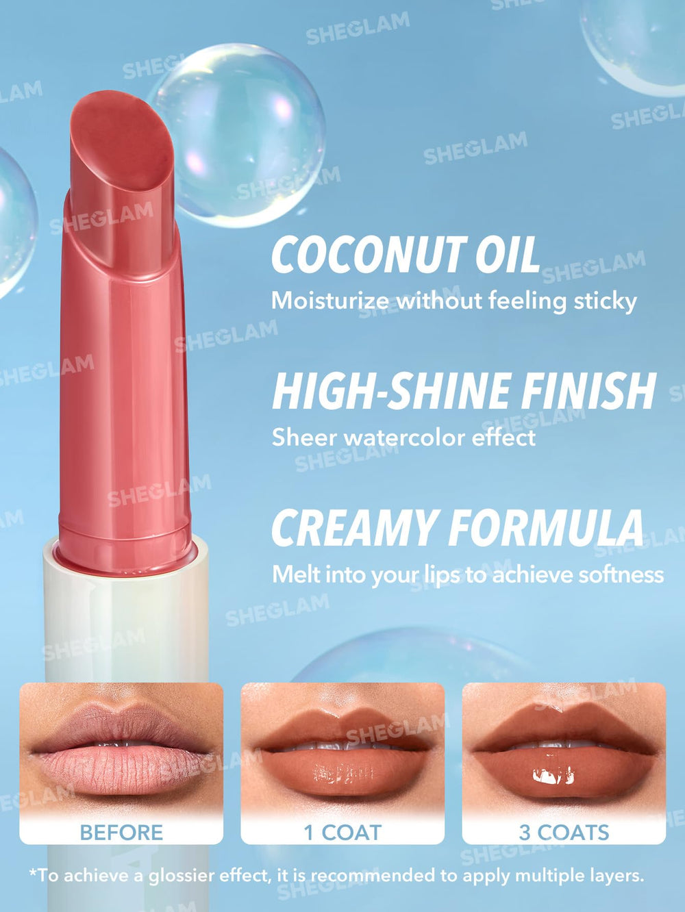 SHEGLAM PoutPerfect swatches on arm showing true color payoff benefit