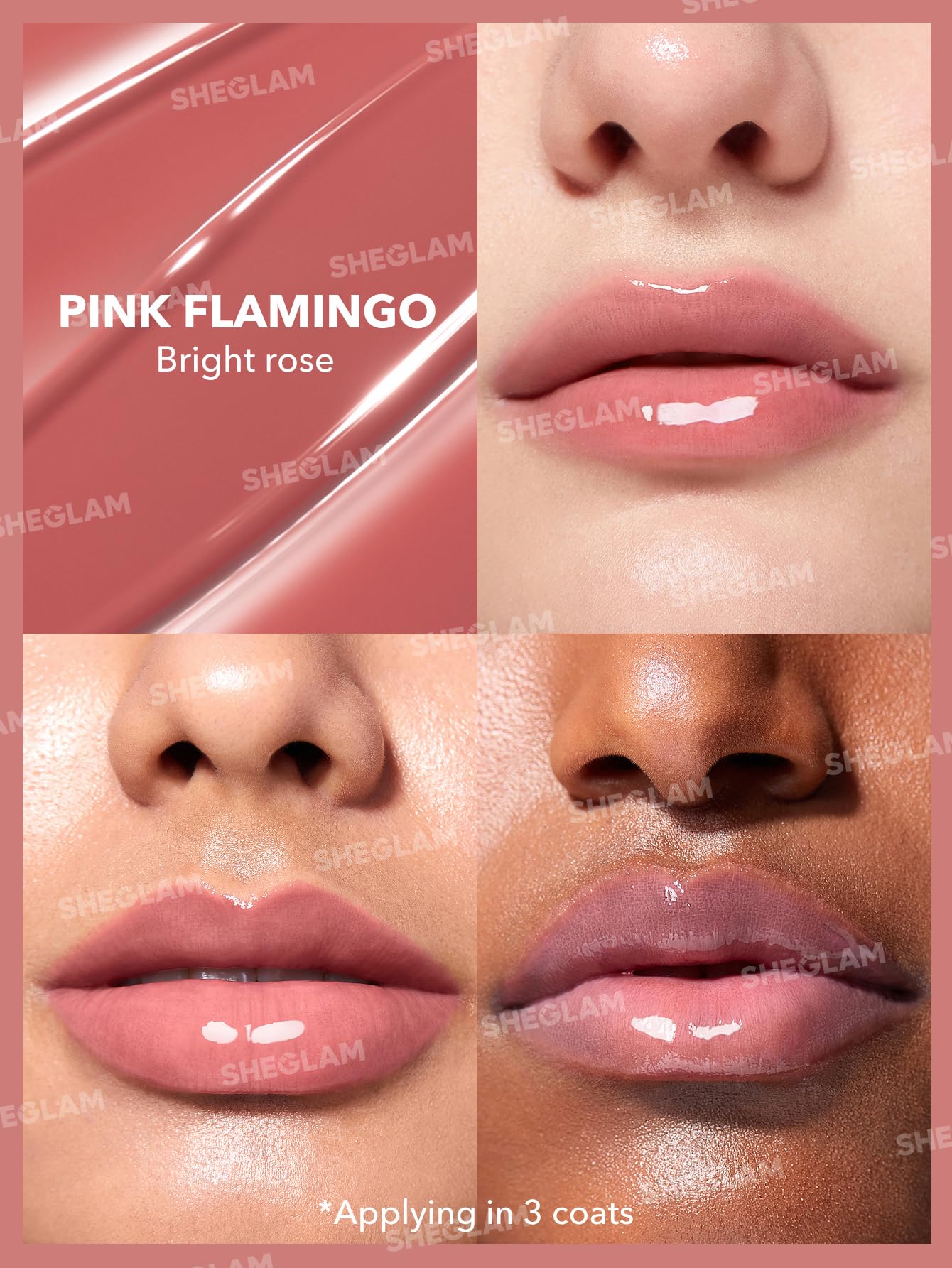 SHEGLAM close-up texture of solid gloss showing smooth non-sticky finish