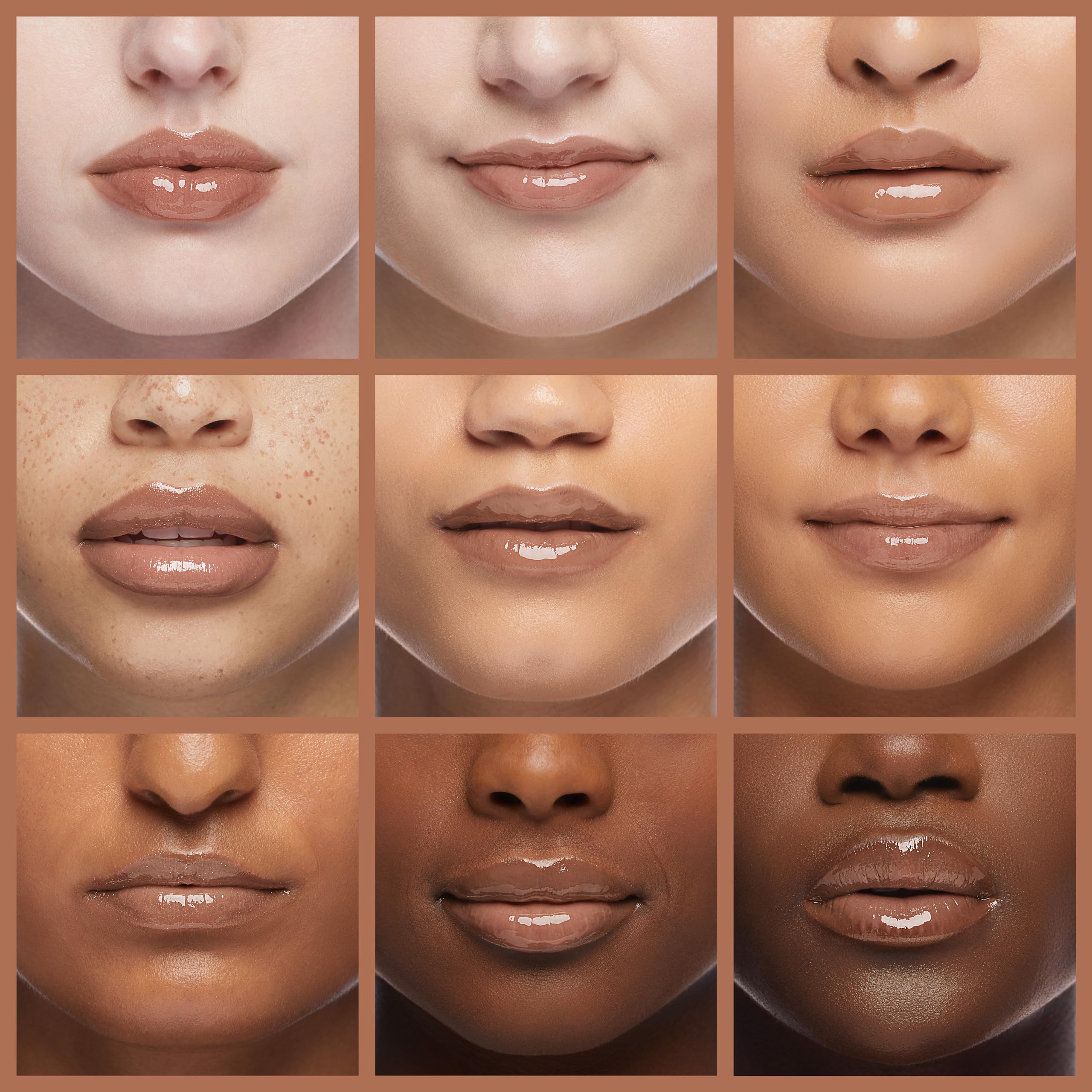 SHEGLAM lip application image shows glossy finish and visibly fuller-looking lips