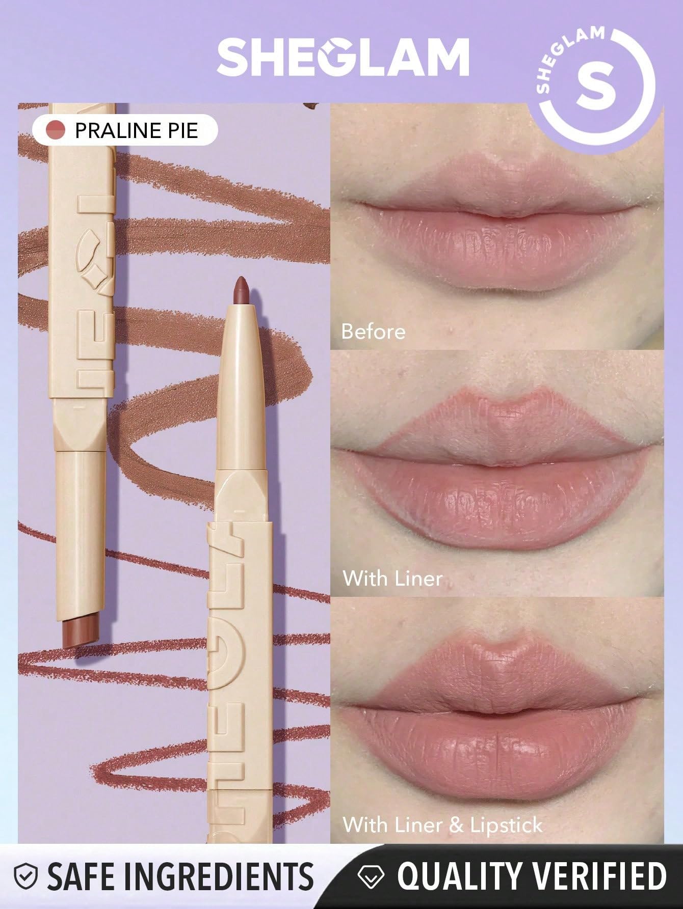 SHEGLAM dual-ended detail highlighting liner and lipstick for precise application