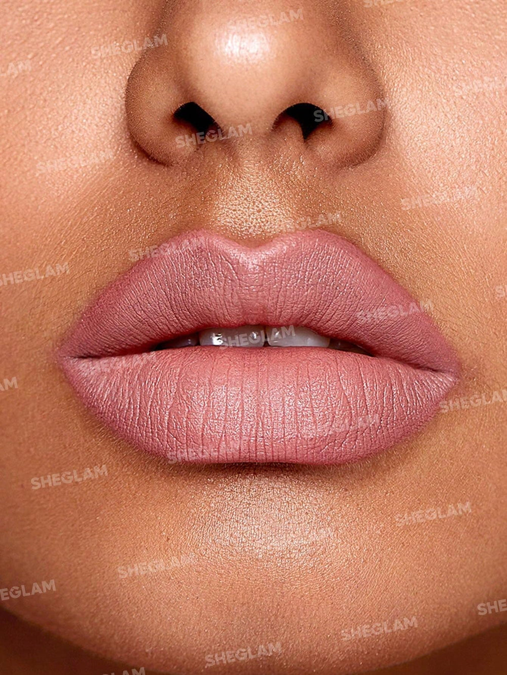 SHEGLAM swatch on skin demonstrating true Praline Pie color payoff