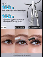 SHEGLAM primer swatch on fingertip, lightweight conditioning for lashes