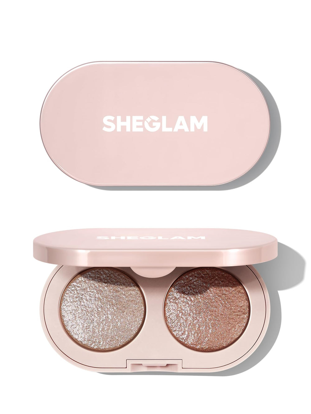 SHEGLAM duo front packaging showing compact and shades for easy selection