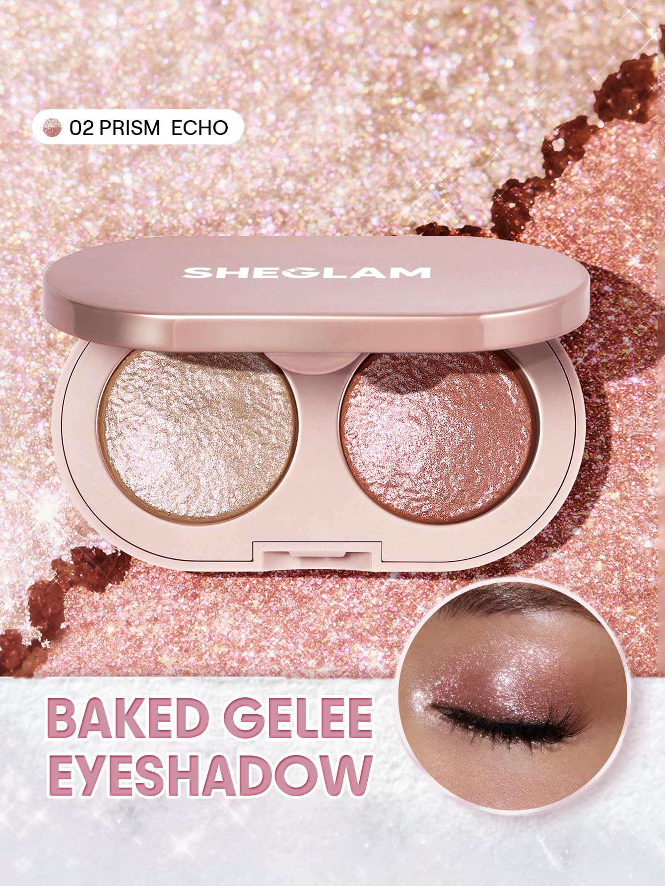 SHEGLAM Prismalight duo open displaying both shimmery shades for layering