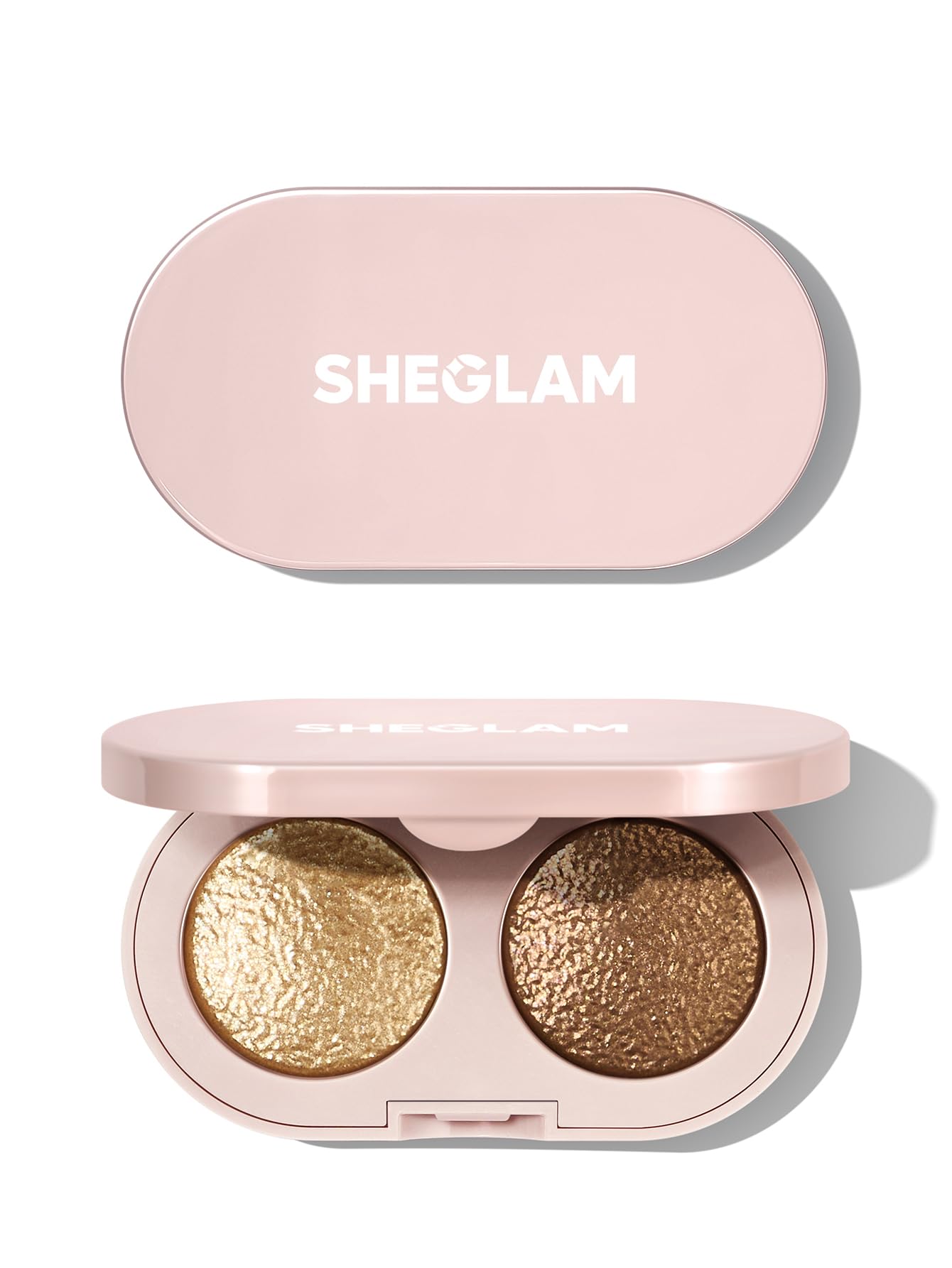 SHEGLAM product front packaging showing compact duo with elegant label
