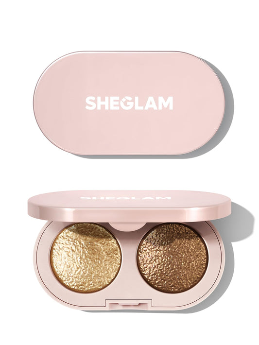 SHEGLAM product front packaging showing compact duo with elegant label