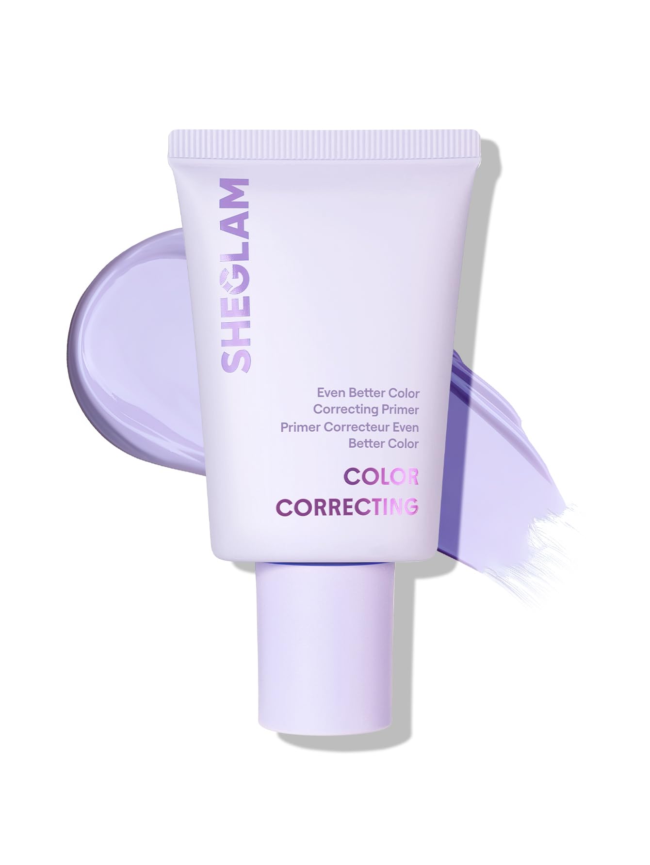 SHEGLAM purple primer front packaging showing product name and shade benefits