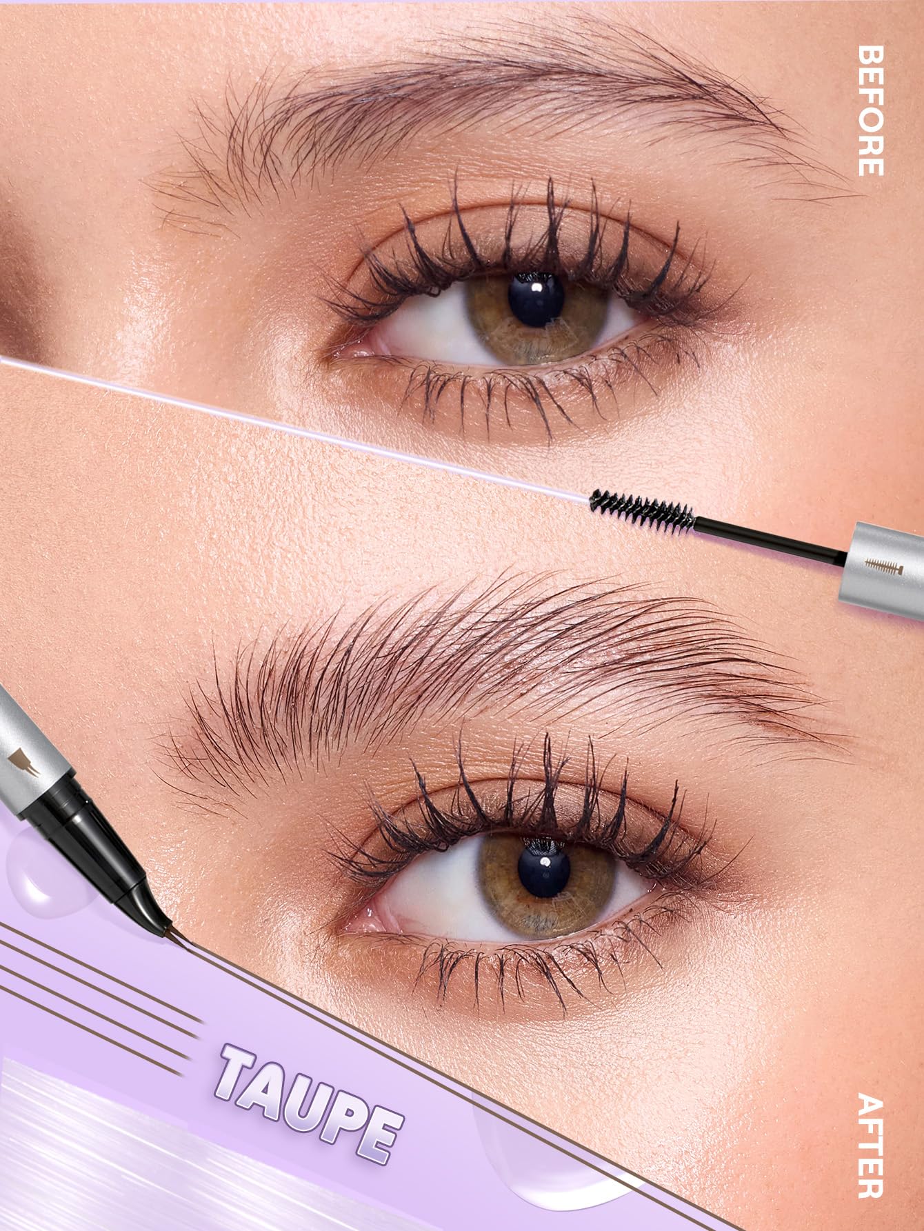 SHEGLAM taupe swatches on skin demonstrating blendable, neutral brow color