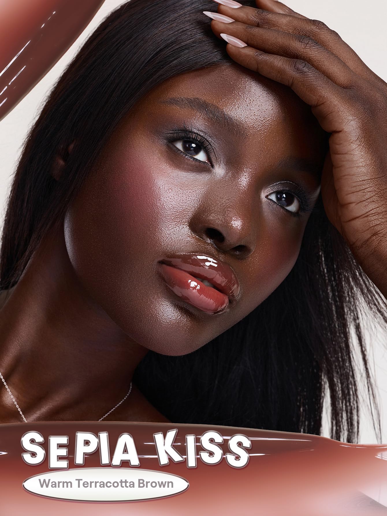 SHEGLAM gloss texture drop highlighting glass-like shine and hydrating feel