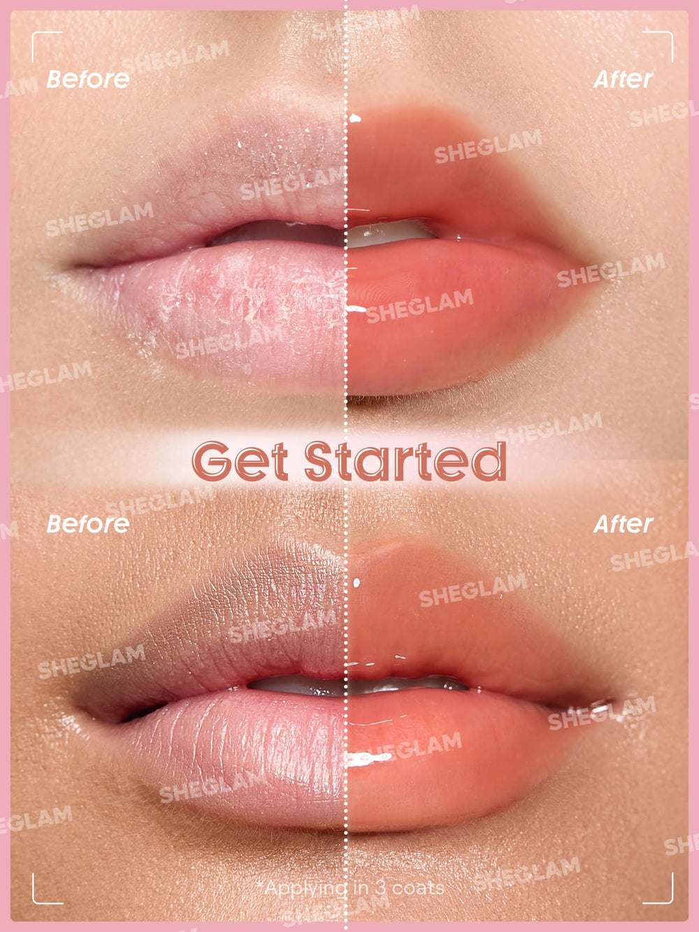 SHEGLAM shade swatches across skin showing color payoff and finish