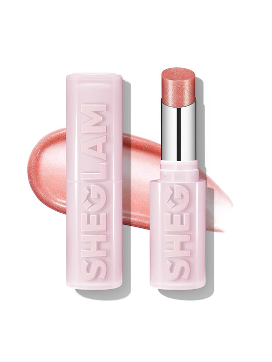 SHEGLAM product front packaging showing glossy balm and shade