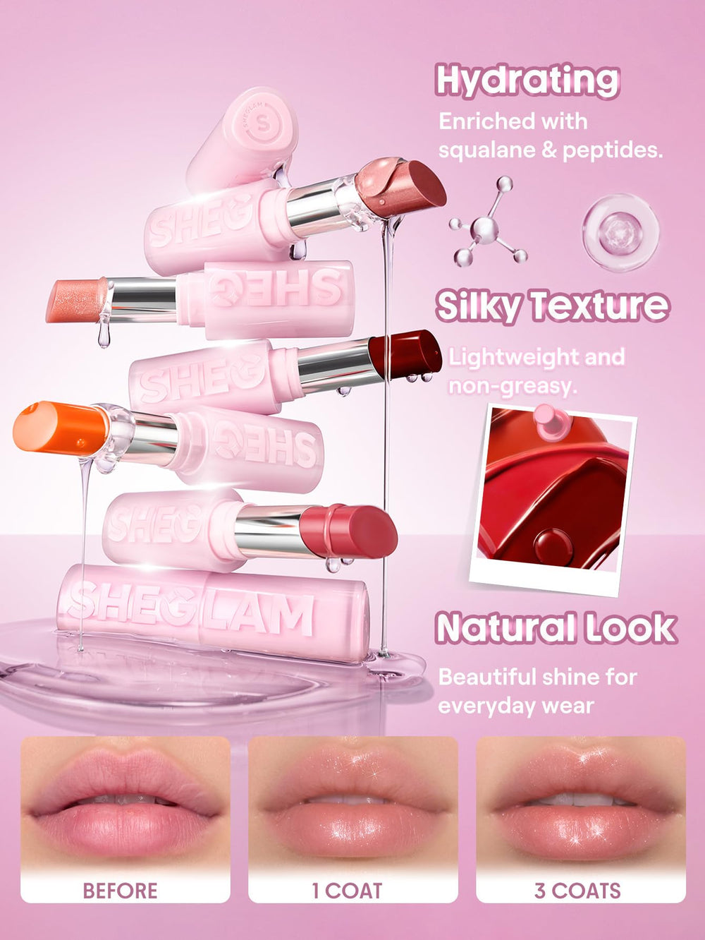 SHEGLAM product beside lipstick for scale and everyday portability