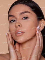 SHEGLAM before and after face image showing pore-blurring matte effect