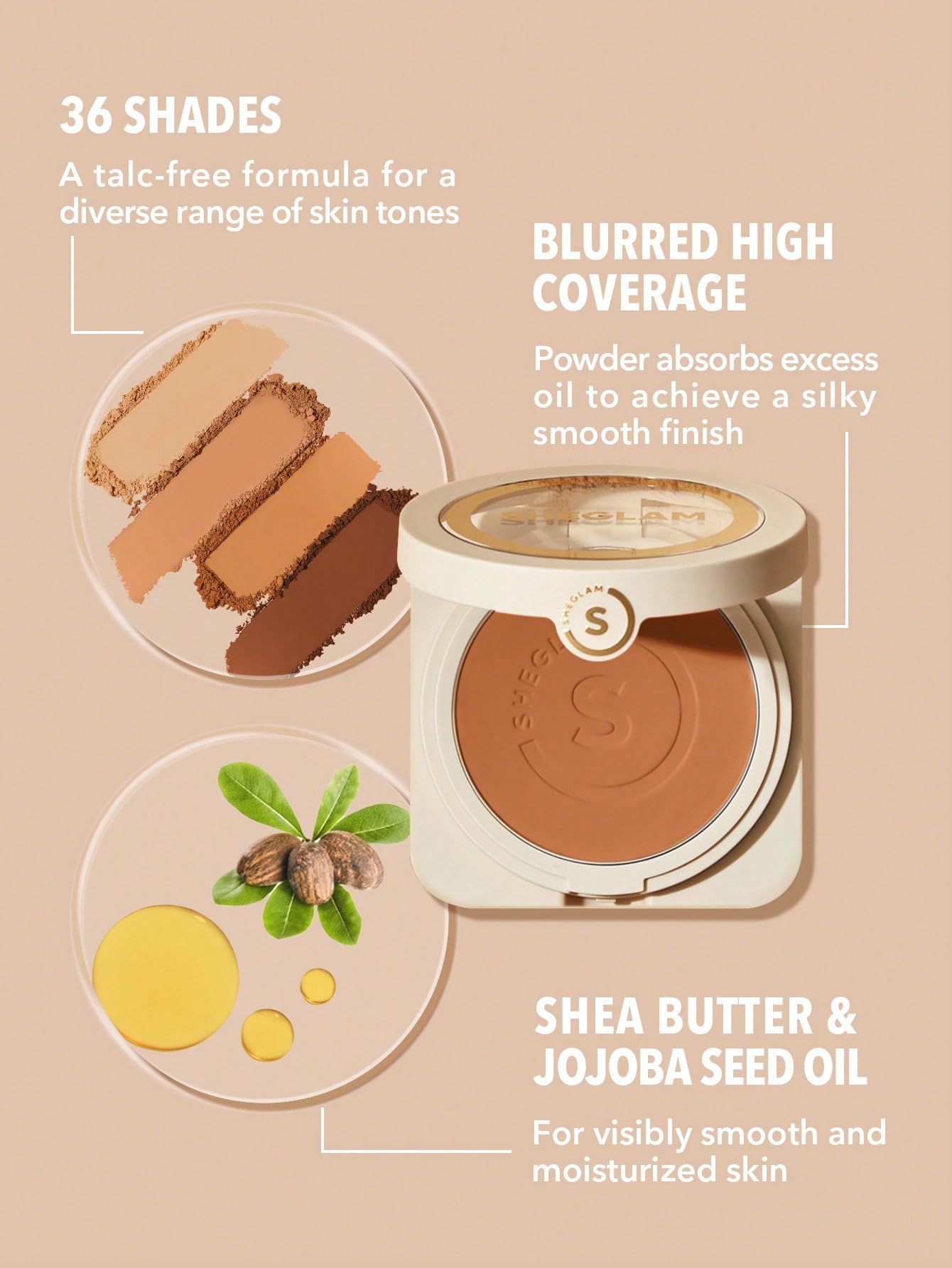 SHEGLAM compact open with mirror illustrating easy on-the-go touch-up benefit