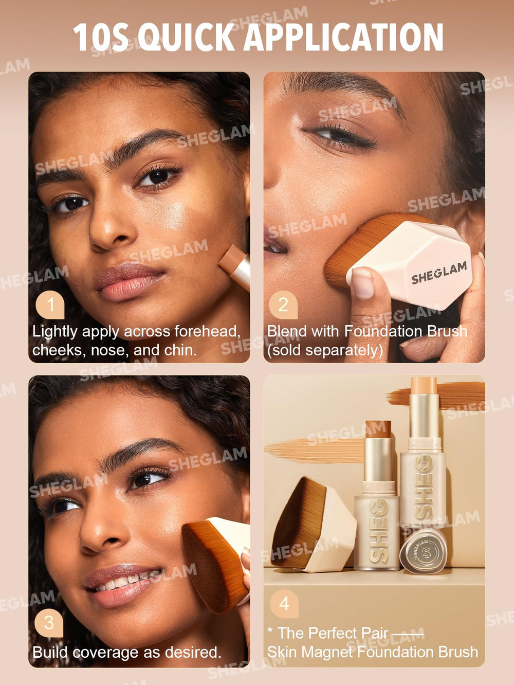 SHEGLAM Skin Magnet packaging and label showing ingredient claims and benefits