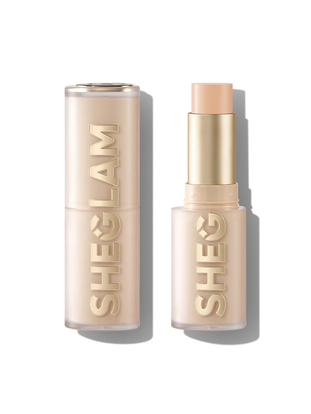SHEGLAM foundation stick front view shows compact design and portability benefit