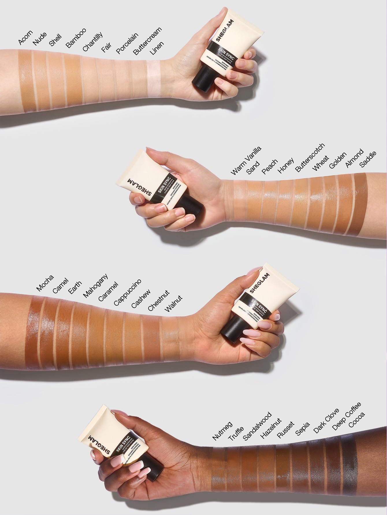 SHEGLAM worn in lifestyle portrait showing natural-looking, camera-ready skin