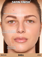 SHEGLAM next to skincare products showing hydrating ingredients and skin comfort
