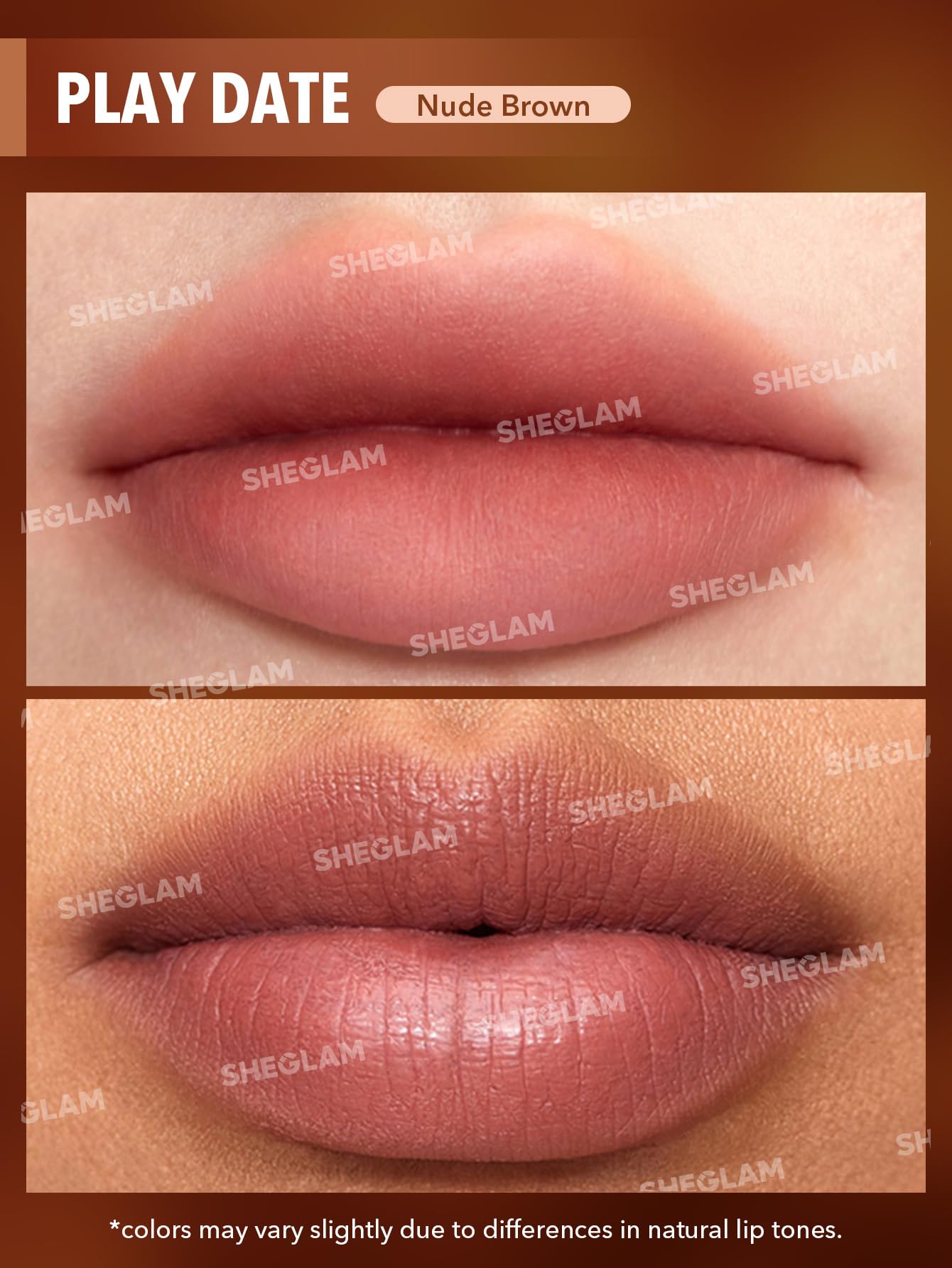 SHEGLAM texture close-up showing smooth matte finish and buildable coverage