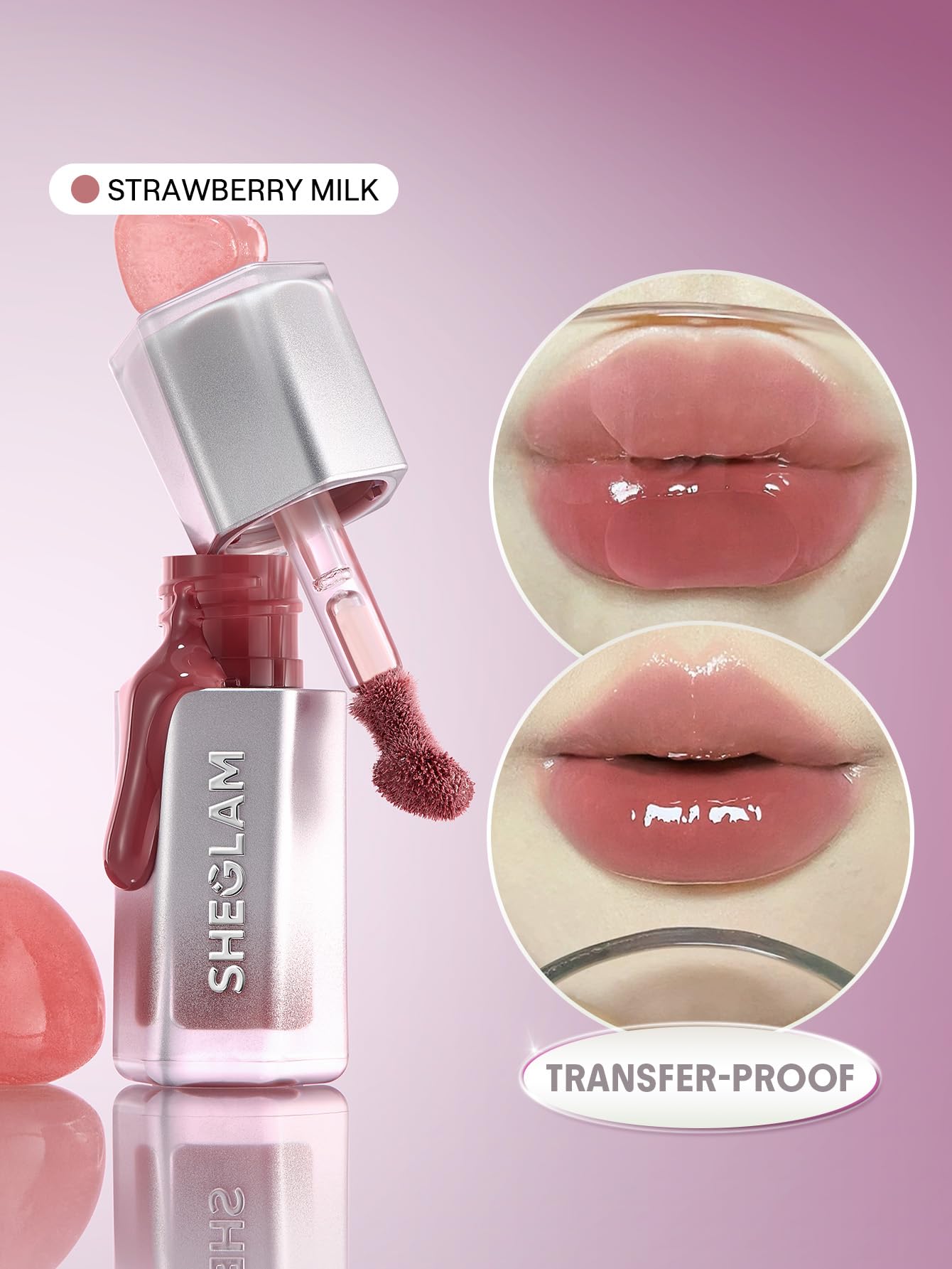 SHEGLAM Strawberry Milk applicator closeup demonstrating precise glide