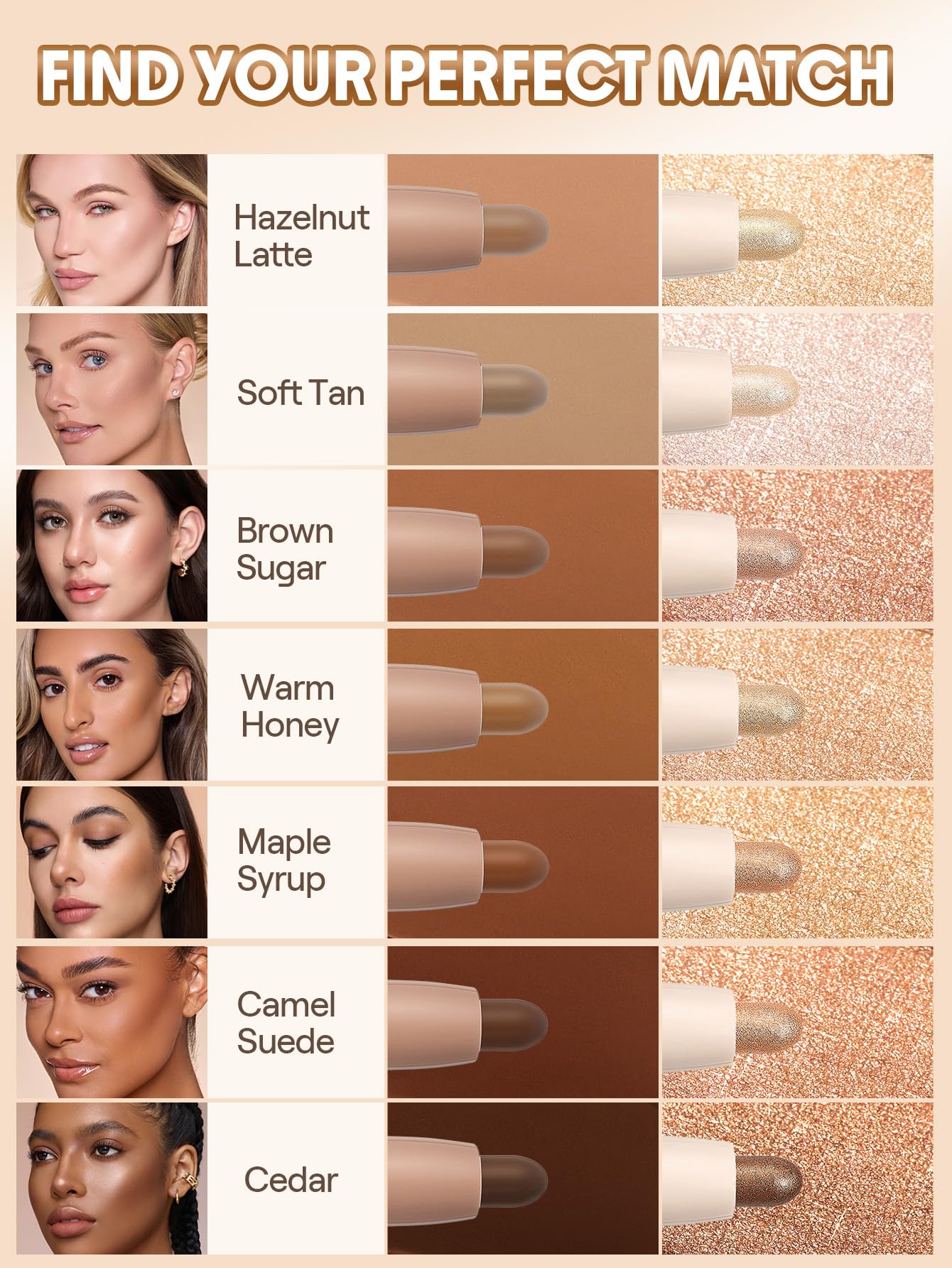 SHEGLAM creamy swatches of Soft Tan showing blendable texture benefits