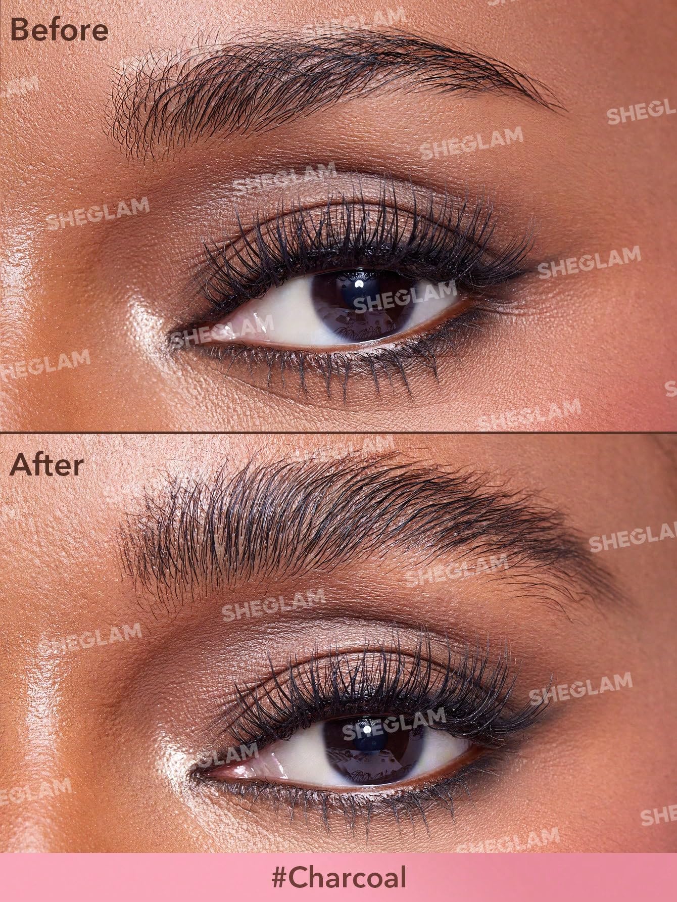 SHEGLAM texture stroke demo showing natural microblading appearance