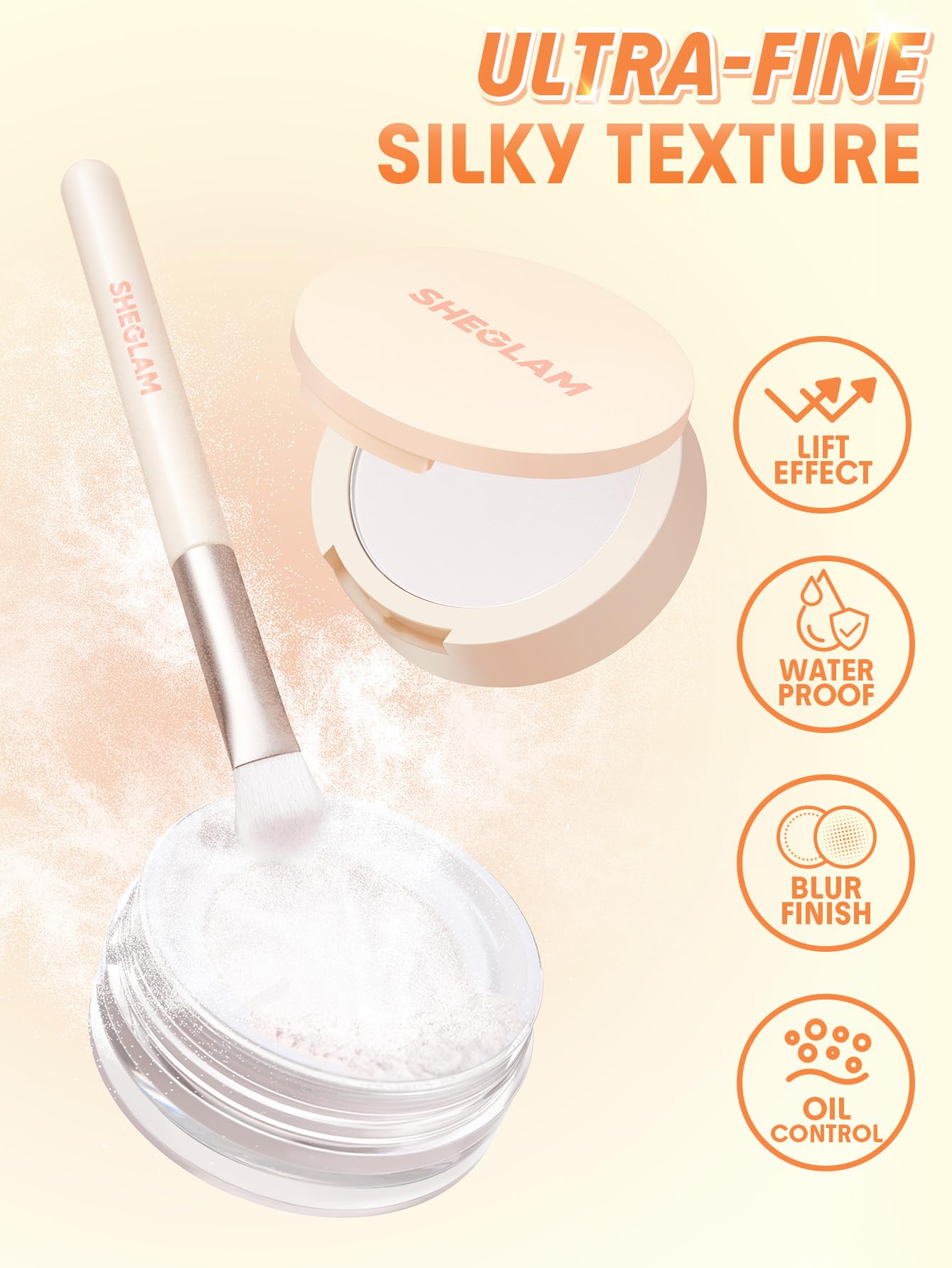 SHEGLAM texture swatch on skin demonstrating soft-focus blur and smooth finish benefit