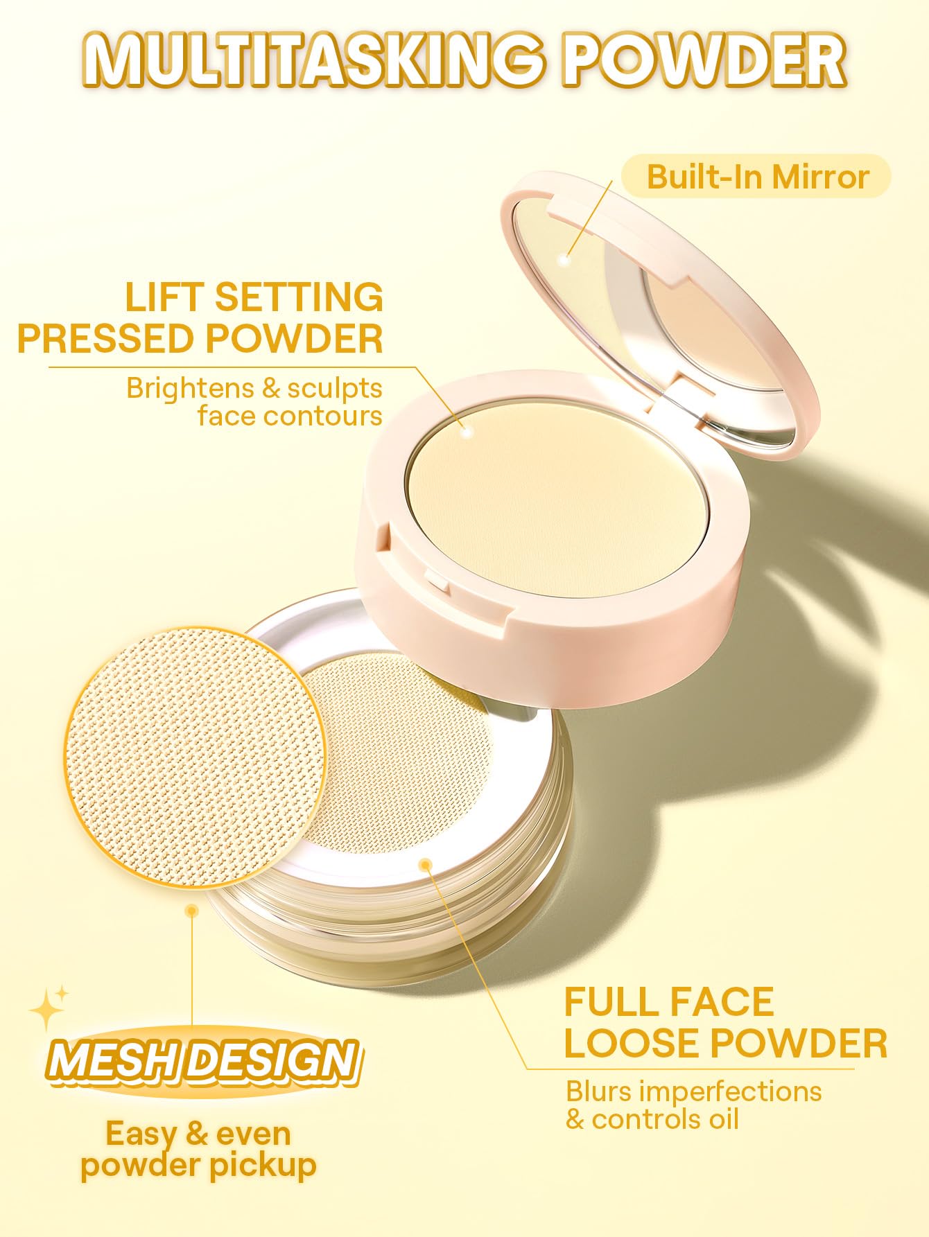 SHEGLAM pressed banana swatch demonstrating warm brightening shade and buildable coverage