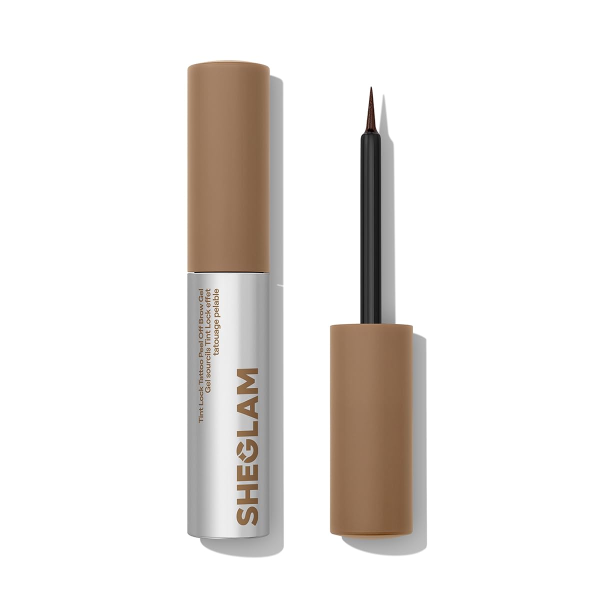 SHEGLAM front packaging showing taupe tint and benefits
