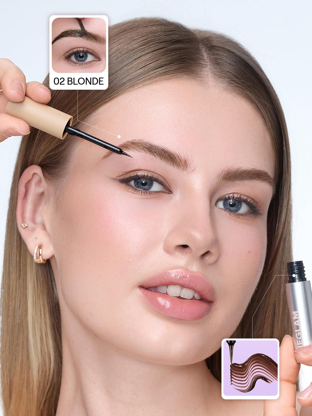 SHEGLAM peel-off action showing clean removal for crisp brow definition