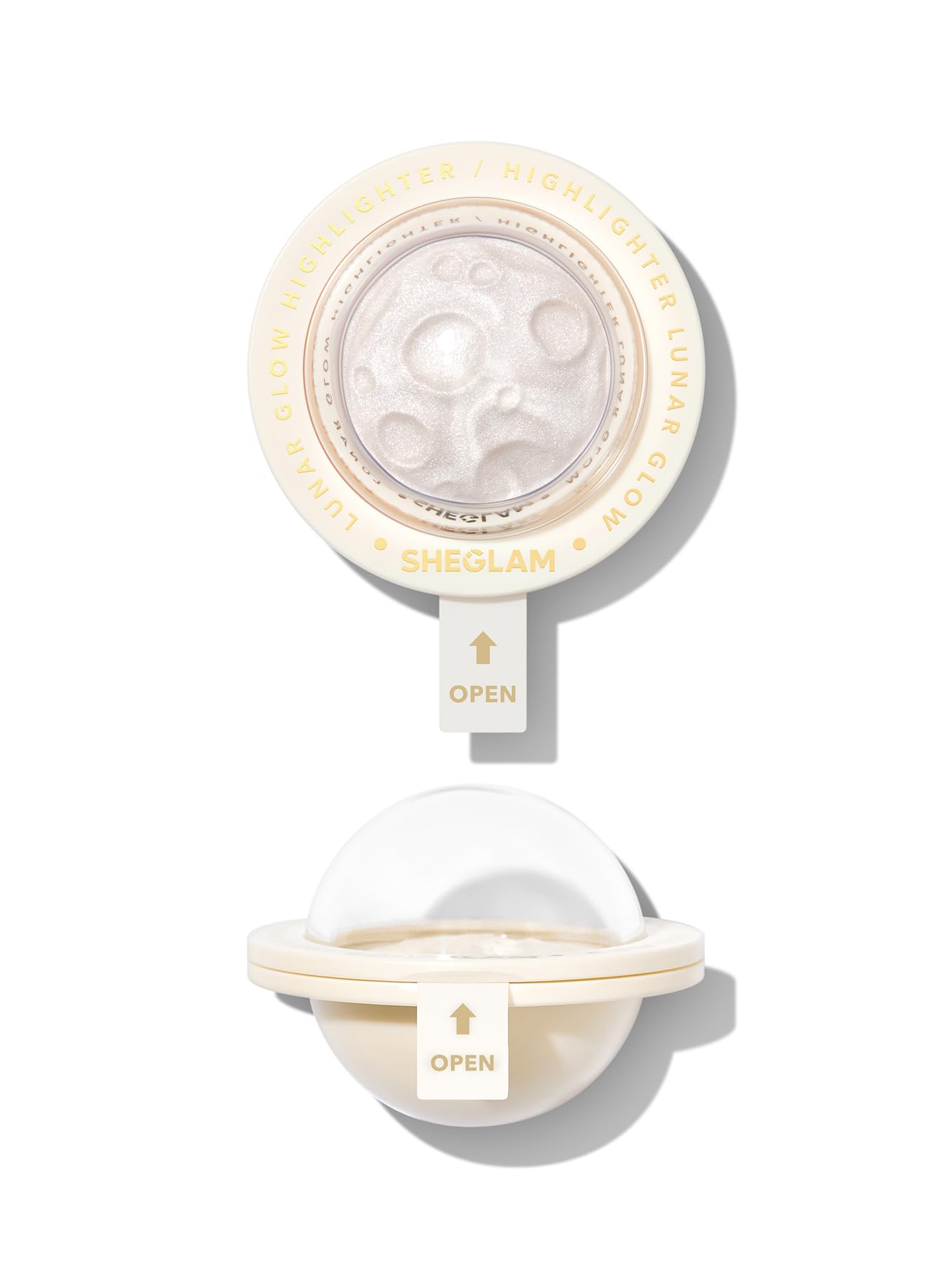 SHEGLAM front packaging showing compact highlighter and sleek design benefits portability