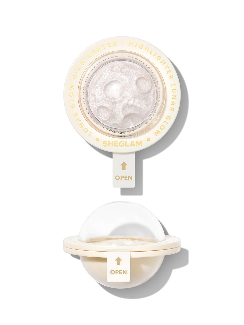SHEGLAM front packaging showing compact highlighter and sleek design benefits portability