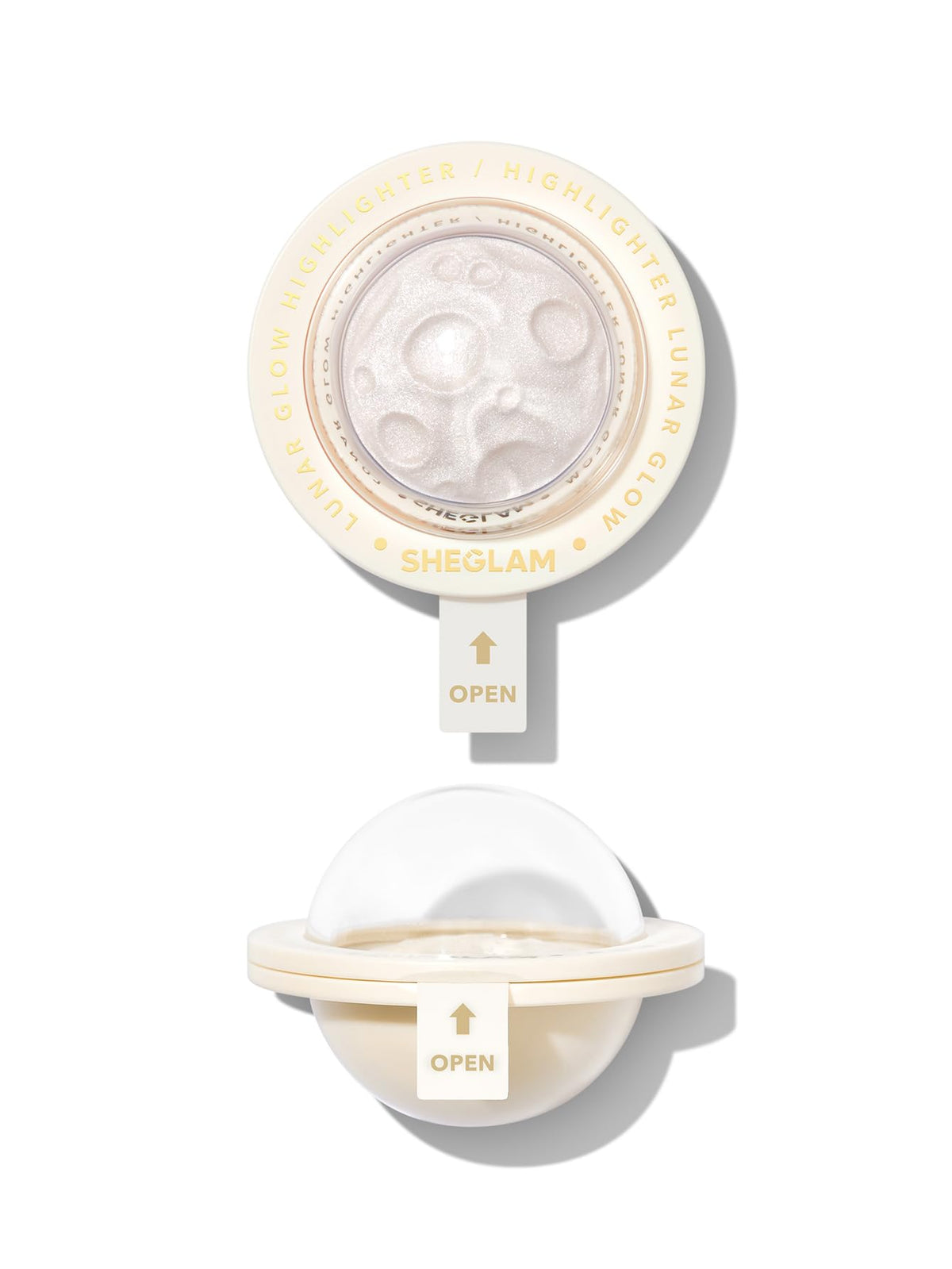 SHEGLAM front packaging showing compact highlighter and sleek design benefits portability