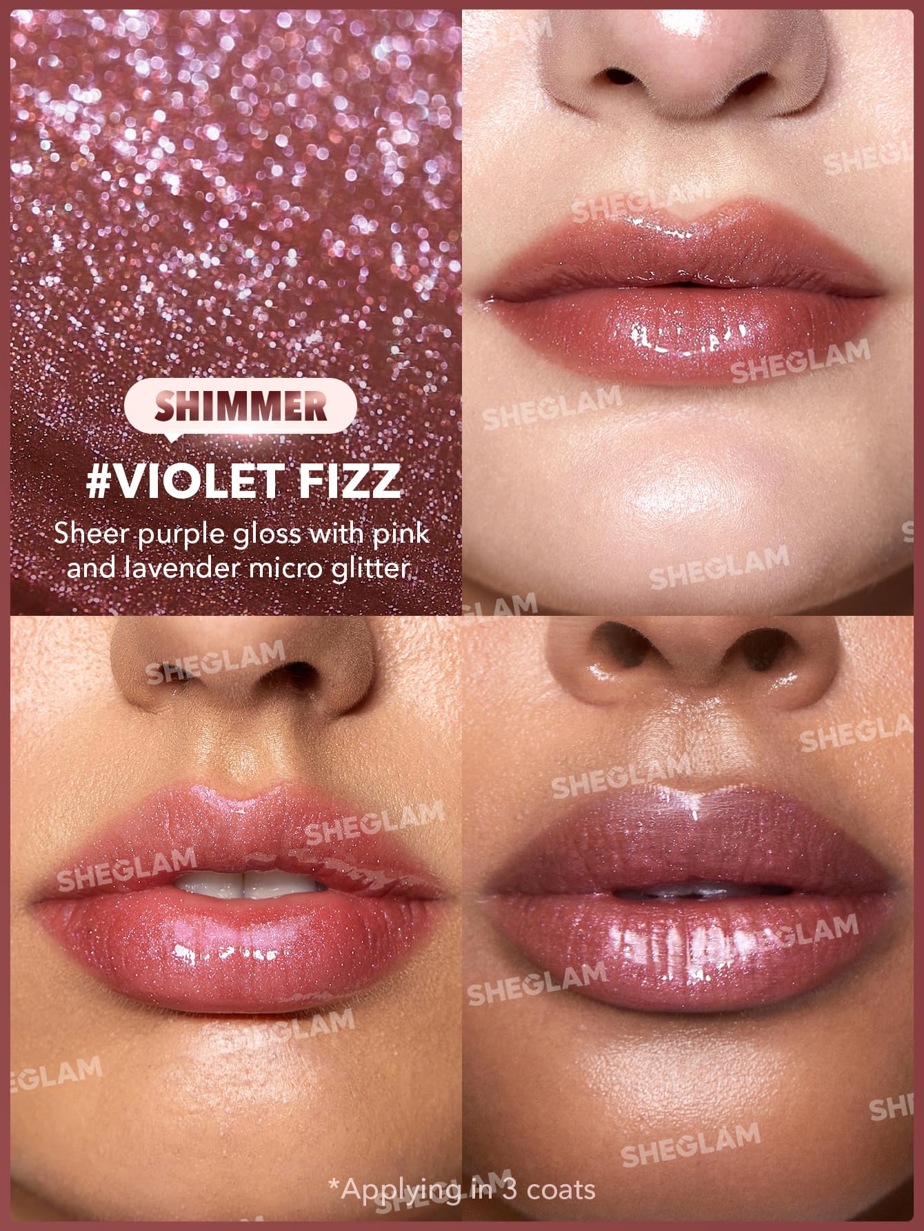 SHEGLAM Violet Fizz stick angled close-up highlighting smooth glide benefit